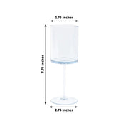 6 Plastic Cylindrical Wine Glasses with Long Stem
