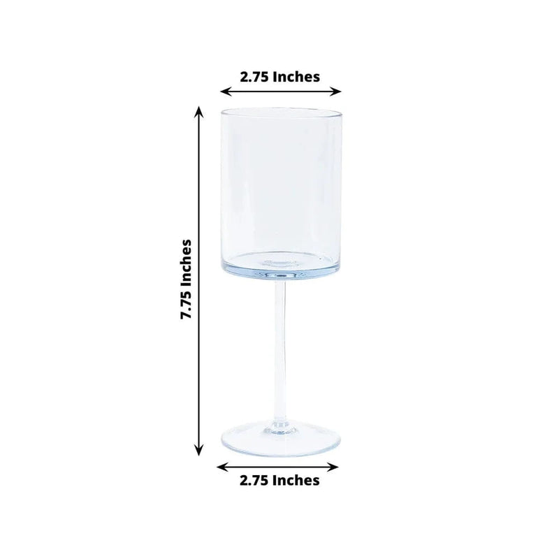 6 Plastic Cylindrical Wine Glasses with Long Stem