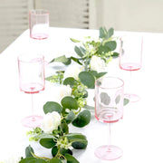 6 Plastic Cylindrical Wine Glasses with Long Stem