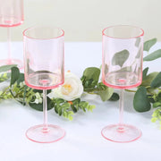6 Plastic Cylindrical Wine Glasses with Long Stem