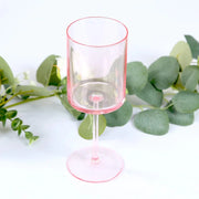 6 Plastic Cylindrical Wine Glasses with Long Stem