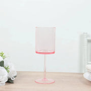 6 Plastic Cylindrical Wine Glasses with Long Stem