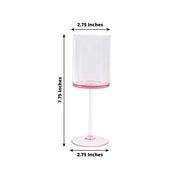 6 Plastic Cylindrical Wine Glasses with Long Stem