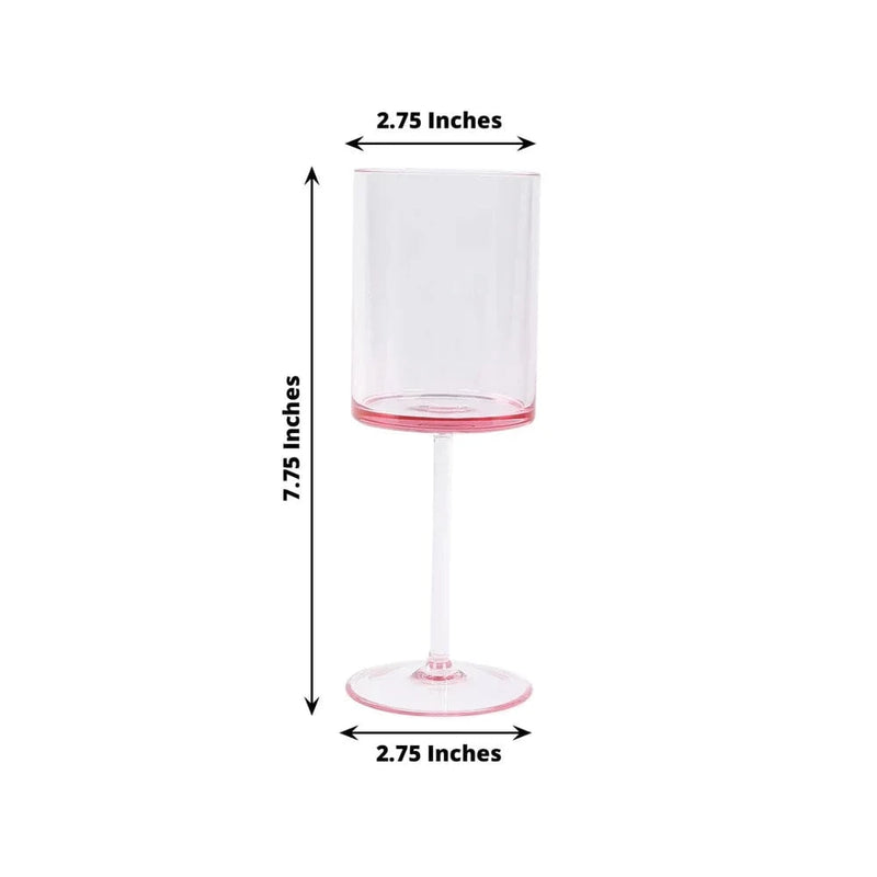 6 Plastic Cylindrical Wine Glasses with Long Stem