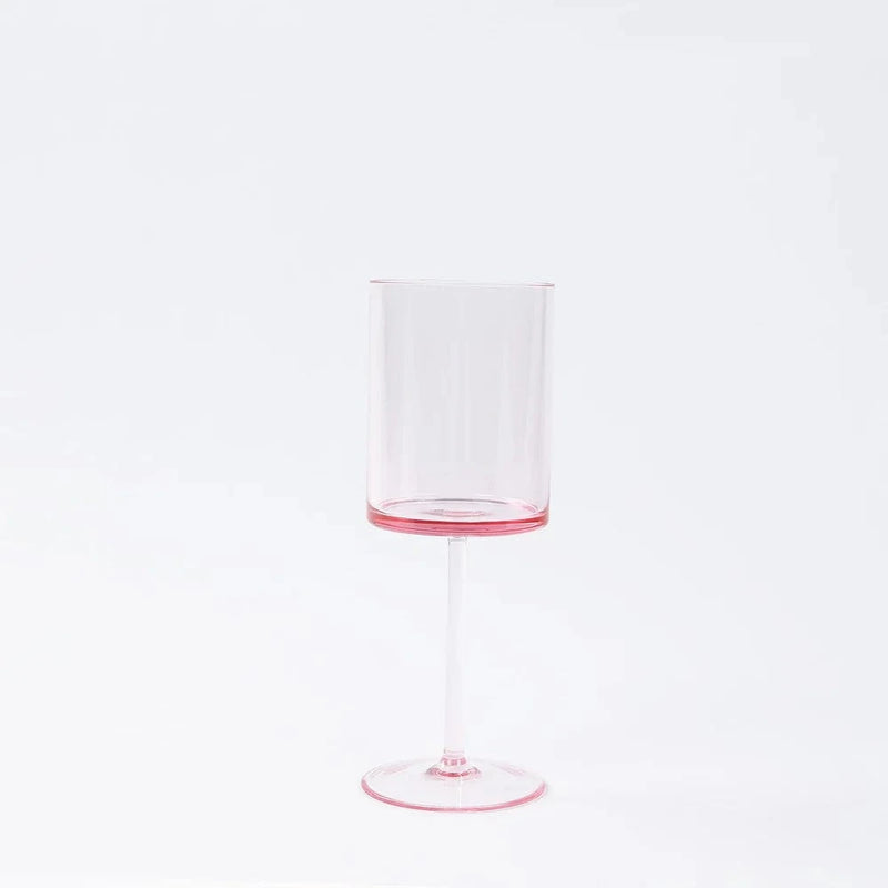 6 Plastic Cylindrical Wine Glasses with Long Stem