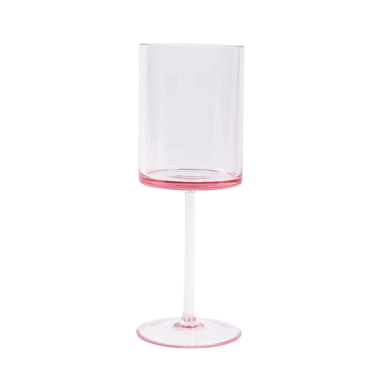 6 Plastic Cylindrical Wine Glasses with Long Stem