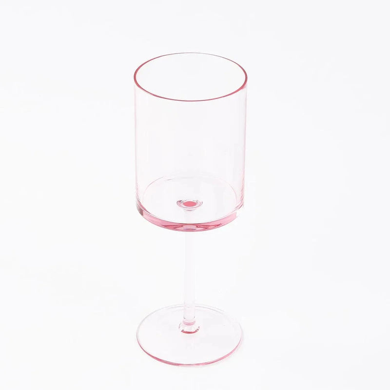 6 Plastic Cylindrical Wine Glasses with Long Stem