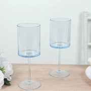 6 Plastic Cylindrical Wine Glasses with Long Stem