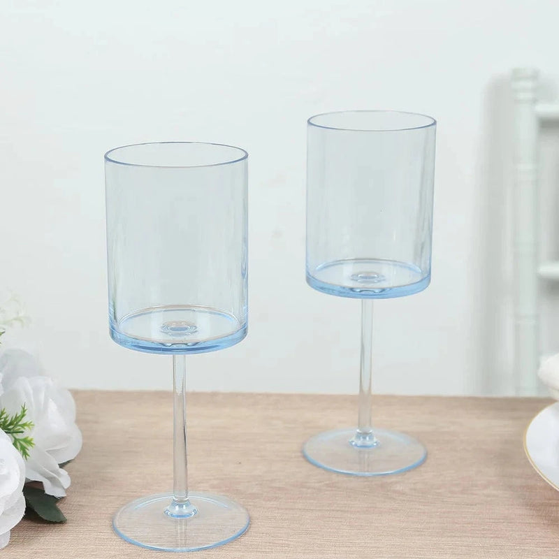 6 Plastic Cylindrical Wine Glasses with Long Stem