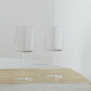 6 Plastic Cylindrical Wine Glasses with Long Stem - Clear DSP_CUWN007_10_CLR