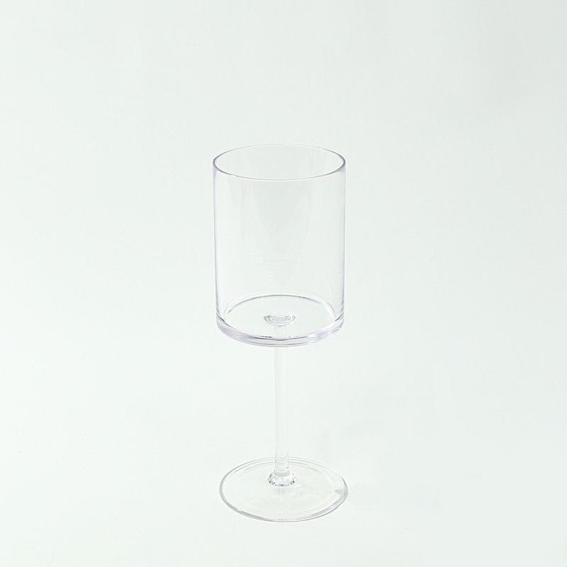 6 Plastic Cylindrical Wine Glasses with Long Stem - Clear DSP_CUWN007_10_CLR