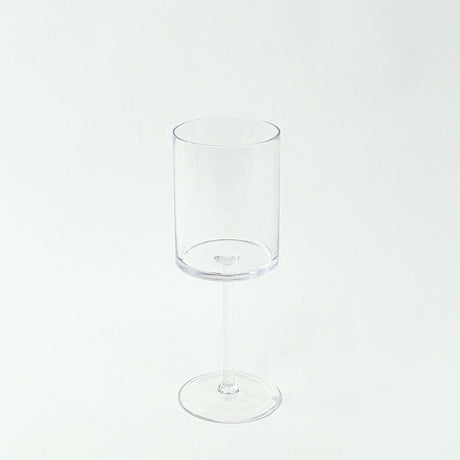 6 Plastic Cylindrical Wine Glasses with Long Stem - Clear DSP_CUWN007_10_CLR