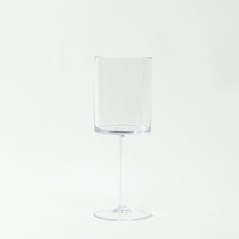 6 Plastic Cylindrical Wine Glasses with Long Stem - Clear DSP_CUWN007_10_CLR