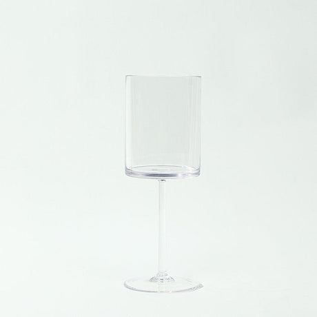 6 Plastic Cylindrical Wine Glasses with Long Stem - Clear DSP_CUWN007_10_CLR