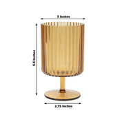 6 Plastic Vintage Ribbed Wine Glasses 12 oz with Short Stem