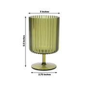 6 Plastic Vintage Ribbed Wine Glasses 12 oz with Short Stem