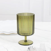 6 Plastic Vintage Ribbed Wine Glasses 12 oz with Short Stem