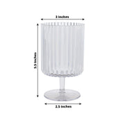 6 Plastic Vintage Ribbed Wine Glasses 12 oz with Short Stem - Clear DSP_CUWN009_12_CLR