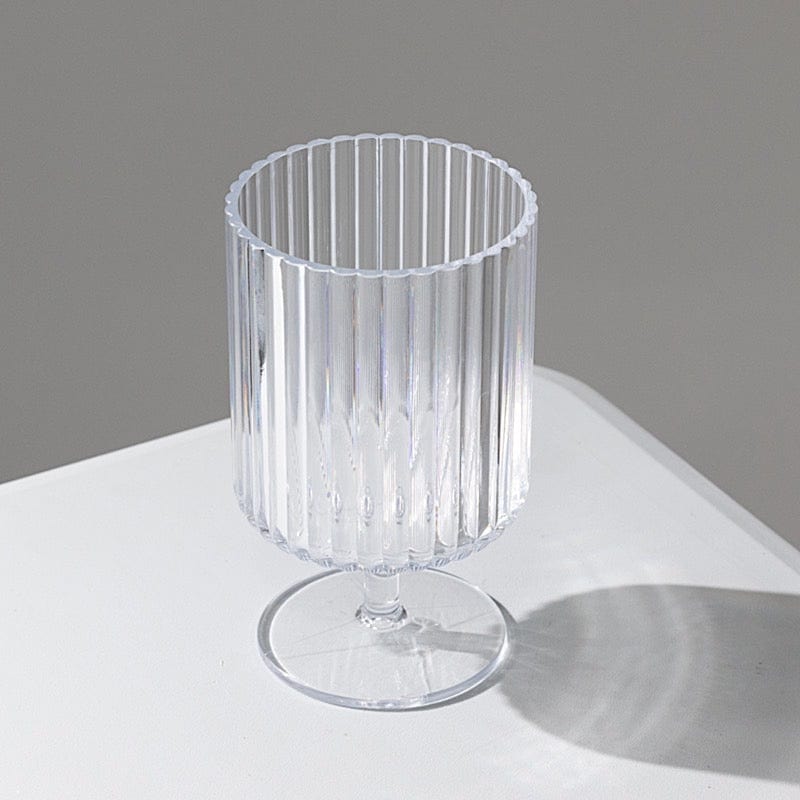 6 Plastic Vintage Ribbed Wine Glasses 12 oz with Short Stem - Clear DSP_CUWN009_12_CLR