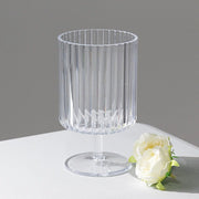 6 Plastic Vintage Ribbed Wine Glasses 12 oz with Short Stem - Clear DSP_CUWN009_12_CLR
