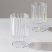6 Plastic Vintage Ribbed Wine Glasses 12 oz with Short Stem - Clear DSP_CUWN009_12_CLR