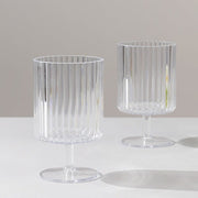 6 Plastic Vintage Ribbed Wine Glasses 12 oz with Short Stem - Clear DSP_CUWN009_12_CLR