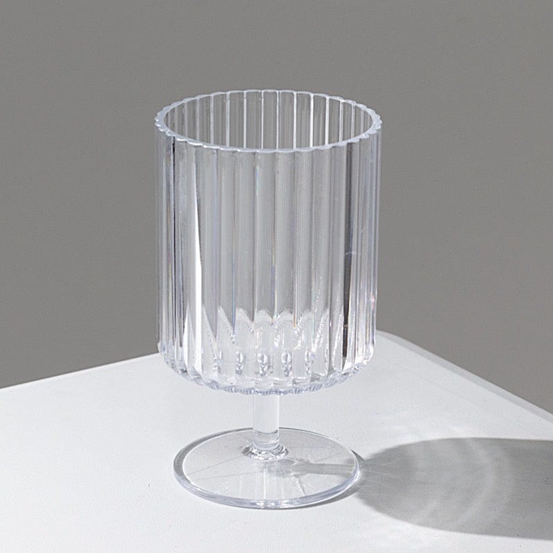 6 Plastic Vintage Ribbed Wine Glasses 12 oz with Short Stem - Clear DSP_CUWN009_12_CLR