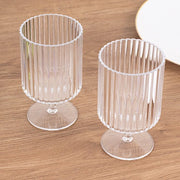 6 Plastic Vintage Ribbed Wine Glasses 12 oz with Short Stem - Clear DSP_CUWN009_12_CLR