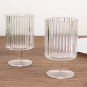 6 Plastic Vintage Ribbed Wine Glasses 12 oz with Short Stem - Clear DSP_CUWN009_12_CLR