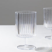 6 Plastic Vintage Ribbed Wine Glasses 12 oz with Short Stem - Clear DSP_CUWN009_12_CLR