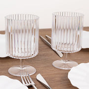 6 Plastic Vintage Ribbed Wine Glasses 12 oz with Short Stem - Clear DSP_CUWN009_12_CLR