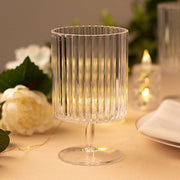 6 Plastic Vintage Ribbed Wine Glasses 12 oz with Short Stem - Clear DSP_CUWN009_12_CLR