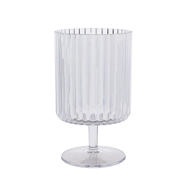 6 Plastic Vintage Ribbed Wine Glasses 12 oz with Short Stem - Clear DSP_CUWN009_12_CLR
