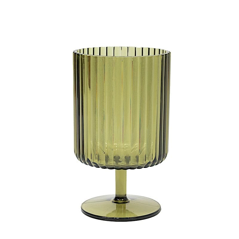 6 Plastic Vintage Ribbed Wine Glasses 12 oz with Short Stem DSP_CUWN009_12_087_PK12