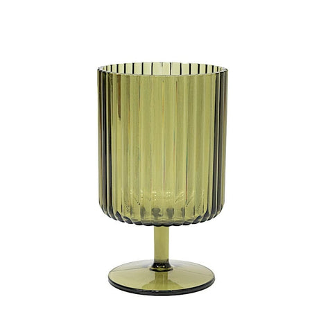 6 Plastic Vintage Ribbed Wine Glasses 12 oz with Short Stem DSP_CUWN009_12_087_PK12