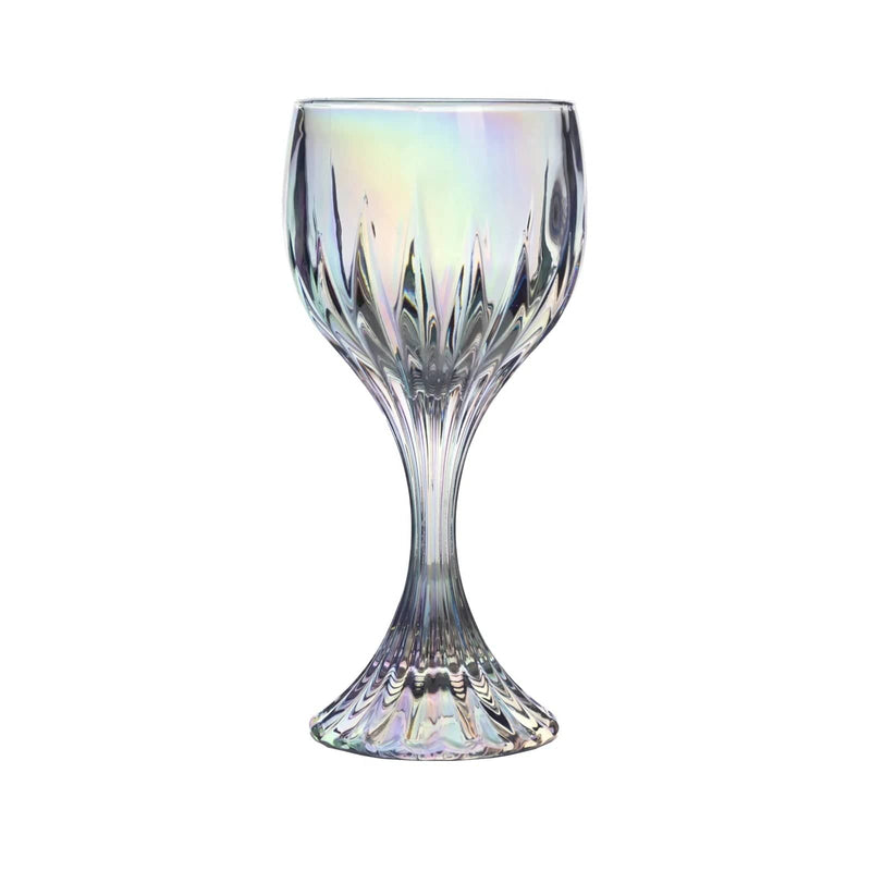 6 Prism Cut 10 oz Crystal Wine Glasses Goblets - Iridescent GLAS_CUWN008_10_ABW