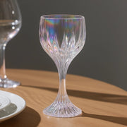 6 Prism Cut 10 oz Crystal Wine Glasses Goblets - Iridescent GLAS_CUWN008_10_ABW