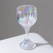 6 Prism Cut 10 oz Crystal Wine Glasses Goblets - Iridescent GLAS_CUWN008_10_ABW