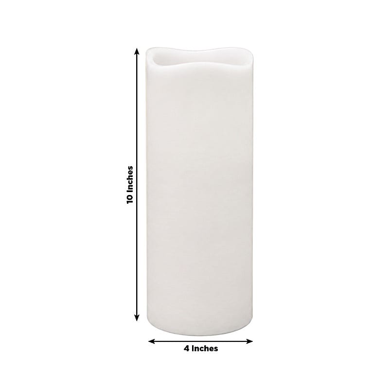 6 Real Wax 10" Flickerin Flameless LED Pillar Candles Set with Wavy Top Battery Operated