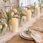 6 Real Wax 10" Flickerin Flameless LED Pillar Candles Set with Wavy Top Battery Operated