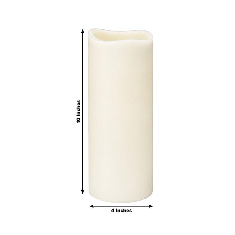 6 Real Wax 10" Flickerin Flameless LED Pillar Candles Set with Wavy Top Battery Operated