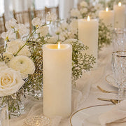6 Real Wax 10" Flickerin Flameless LED Pillar Candles Set with Wavy Top Battery Operated