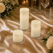 6 Real Wax 3" 6" 9" Flameless LED Pillar Candles Set with Flat Top