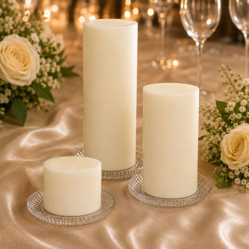 6 Real Wax 3" 6" 9" Flameless LED Pillar Candles Set with Flat Top