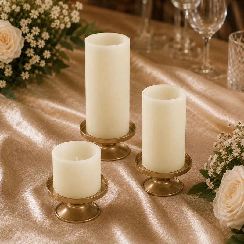 6 Real Wax 3" 6" 9" Flameless LED Pillar Candles Set with Flat Top