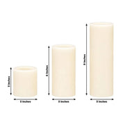 6 Real Wax 3" 6" 9" Flameless LED Pillar Candles Set with Flat Top
