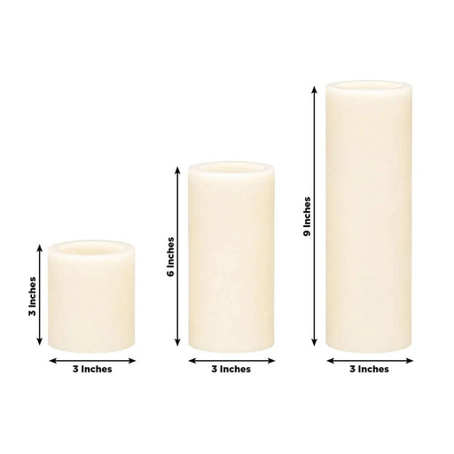 6 Real Wax 3" 6" 9" Flameless LED Pillar Candles Set with Flat Top