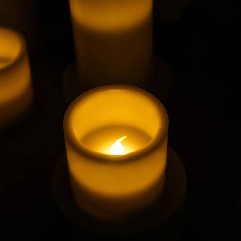 6 Real Wax 3" 6" 9" Flameless LED Pillar Candles Set with Flat Top