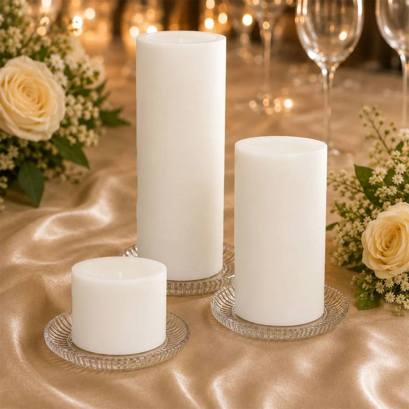 6 Real Wax 3" 6" 9" Flameless LED Pillar Candles Set with Flat Top
