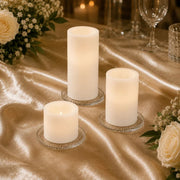6 Real Wax 3" 6" 9" Flameless LED Pillar Candles Set with Flat Top